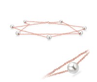 Rose Gold Plated Silver Anklets With Pearls ANK-202-RO-GP